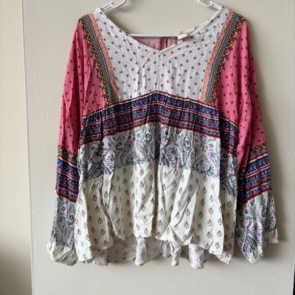 Sundance Multicolored Patterned Long Sleeve Top - Size Medium - Picture 2 of 7